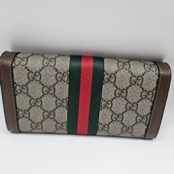 Gucci flap wallet in GG canvas with classic green-red stripe - Picture 7 of 7